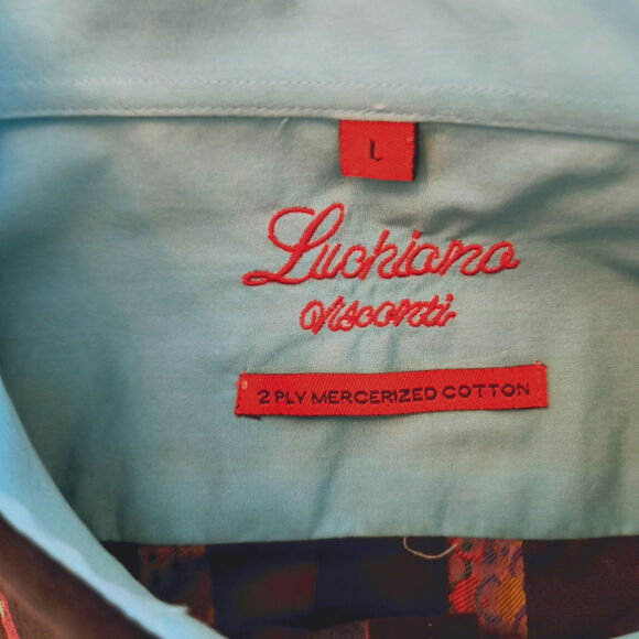 Luchiano Visconti Shirt Men's L Striped Long Sleeve Flip Cuff Multicolor Cotton - Picture 2 of 14